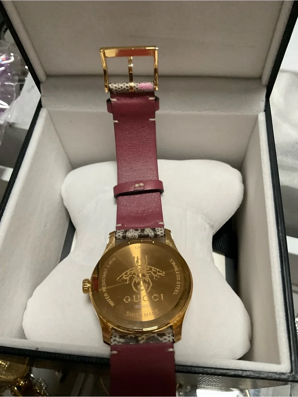 Gucci Gold-Tone Watch with Pink Floral Strap